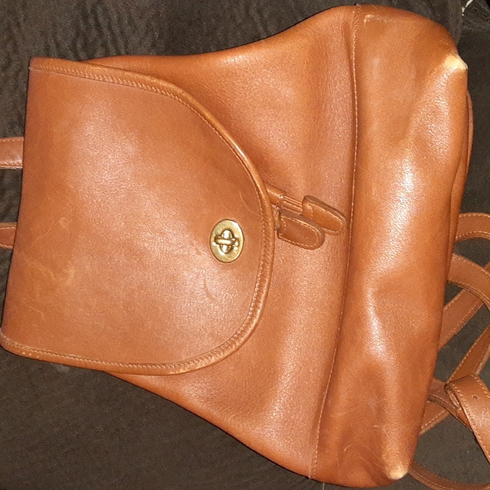 Coach brown leather backpack